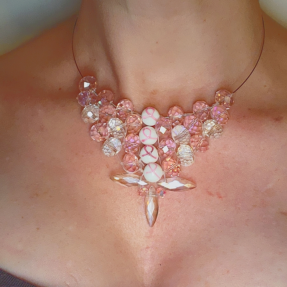 Breast Cancer Awareness Statement Necklace Handmade